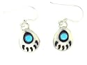 Sterling-silver Navajo Bear claw and turquoise drop-earrings