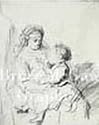 Art Poster Print - Nurse and Eating Child C1635 - Artist: Rembrandt - Poster Size: 11 X 14 inches