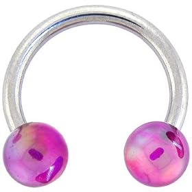 Purple AURORA BALL Horse Shoe Circular Barbell by Body Jewelry