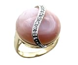 Pink Mother Of Pearl Round Stasis Ring, 14k Gold