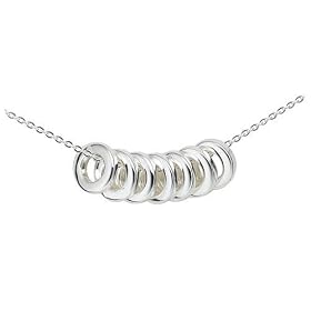 Sterling Silver &amp;quot;Lucky 7&amp;quot; Rings Pendant, 18&amp;quot;
