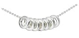 Sterling Silver "Lucky 7" Rings Pendant, 18"
