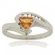 Trillion Orange Citrine & Diamond Bypass Ring Crafted in Solid 10K White Gold