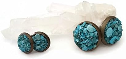 Turquoise Stud Earrings - Raw Stone Earrings - Mineral Earrings, Mini or Large