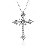 10k White Gold Diamond Cross Pendant (1/5 cttw, H-I Color, I2-I3 Clarity), 18