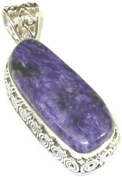 Freeform Charoite & Sterling Silver Pendant