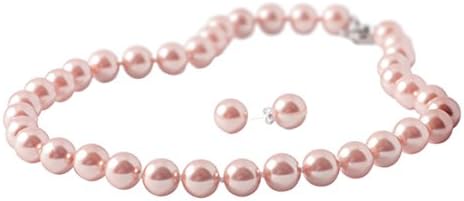 Julie Jewelry | Small Pearl Set-Earrings &amp; Necklace (Pink)