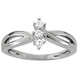 0.10Ct Diamond Three Stone Engagement Ring HI-I12 Sterling Silver