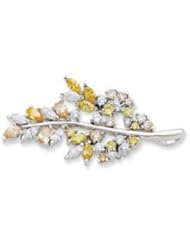 Sterling Silver Multi-color CZ Leaf Pin