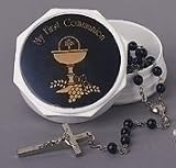 6 Christian My First Communion Black & White Boxes with Rosary Beads #40188