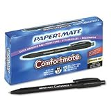 Paper Mate(R) Comfortmate(TM) Retractable Ballpoint Pens, Medium Point, 1.0 mm, Black, Pack Of 12