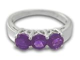 Sterling Silver 3 Stone 1.80CT Amethyst Ring