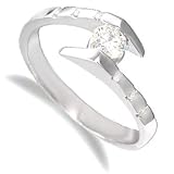 Image of Jewelco London 18 carat solid white gold 24pts Fine Diamond solitaire-design Ring with channel-set shoulders