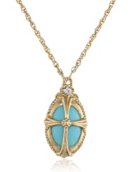 The Vatican Library Collection Oval Turquoise Colored Pendant Necklace