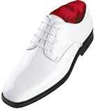 Mens White Dress Shoes Lace-Up Formal Tuxedo Shoes After 6 Radio City ST008 Patent