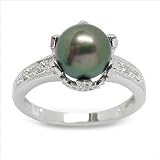 Romana Black Japanese Akoya Cultured Pearl Ring