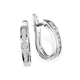 10 Karat White Gold Diamond Hoop Earrings, Flip Backs (1 4ct tw.)