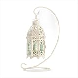 White Fancy Antique Lattice Candle Lantern With Stand