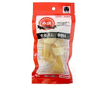 わんわんの赤袋 牛皮ガム骨型Ｍ ２本入り (犬用おやつ) 【わんわん】