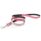 Pet Dog Cat Sheepskin Leather Leash With Rhinestone.