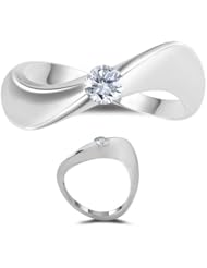 1/4 (0.21-0.27) Cts Diamond Solitaire Wave Ring in 14K White Gold