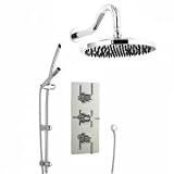 Thermostatic 2 Way Shower Valve Mixer With Slider Rail Kit And Fixed Head