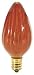 25 Watt Flame Shape Amber Light Bulb / Flame Shaped Decorative Incandescent / Candelabra Base / 25F10 Image