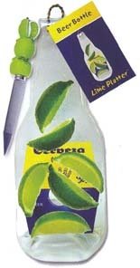 Wild Eye Designs Melted Beer Bottle Lime Platter with Knife On Sale