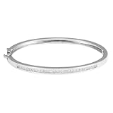 14k White Gold, Princess-Cut, Diamond Channel-Set Bangle Bracelet (1 cttw, I Color, I1 Clarity)