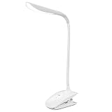 LE® Dimmable Book Light, Rechargeable Clip LED Desk Lamp, 14 LEDs Gooseneck LED Portable Reading Lamp, 3 Dimming Level, Touch Sensitive Table Lamp, USB Cord Included, Daylight White, Study Lamp