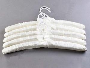 5pcs Cream Milk White Satin Padded Coat Clothes Hook Hangers
