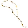 14K Yellow Gold Paspaley South Sea Cultured Pearl, Citrine, Smoky Quartz and Rutilated Quartz Necklace
