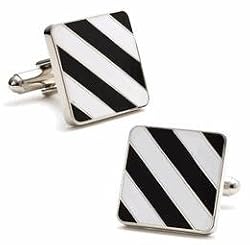 Black and White Repp Stripe Cufflinks