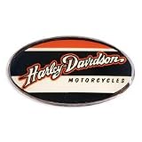 Harley Davidson Women's Prestige Buckle. Zinc-aluminum casting with printed Prestige graphic. Epoxy coating. Fits any 1 1/2