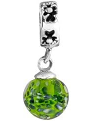 SilveRado(tm) MMD001 Murano Glass Dangle Ball Enchanted Forest Bead / Charm
