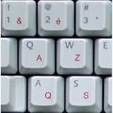 HQRP French QWERTY Keyboard Stickers on Transparent Background for All Mac, PC Desktops & Laptops with Red Lettering plus Special New York Gift
