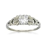 C. 1950 Vintage .68 Carat Diamond Ring In 18kt White Gold. Size 7