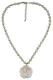14k Gold Filled 6mm Mother Of Pearl Necklace w/ Pink Pendant, 16-18