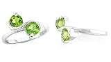 Round Cut Peridot Ring Sterling Silver
