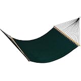 Green Finish Outdoor Quilted Fabric Hanging Hammock