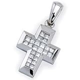 14Kt White Gold Petite Diamond Cross Pendant