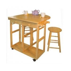 Breakfast Cart and 2 Stools - Natural