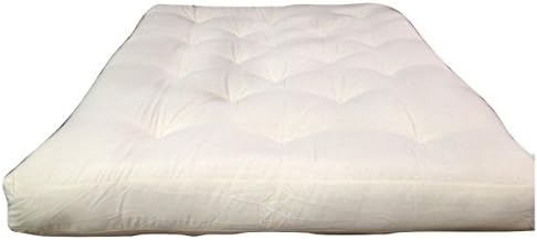 8 Inch Luxury Futon Mattress with 2 5" Fibre Foam Pad, 3 Layers Flame Retardant Cotton (Full) Natural