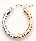 14kt White-Yellow Gold Hoop Earrings with Band- E3548