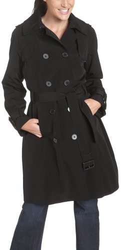 London Fog Women's Faux Silk Double Breasted Trench Coat