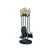 UniFlame 5 Piece Polished Brass/Black Stoveset (21in. High)