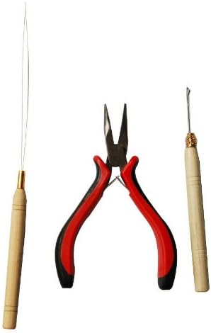 3pcs Bundles Feather Hair Extension Tools Set Pliers Micro Pulling Needle Loop Threader For Micro Rings