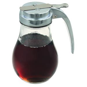 Glass Plastic Syrup Dispenser 12 oz. w/Chrome Plated Plastic Lid