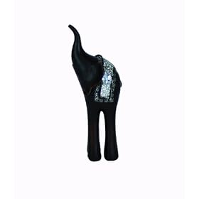 Campanet 350346 Tall Black Elephant with Glass, Mosaic Back, 24cm