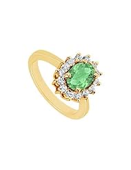 Emerald and Diamond Ring 14K Yellow Gold - 1.50 CT TGW
